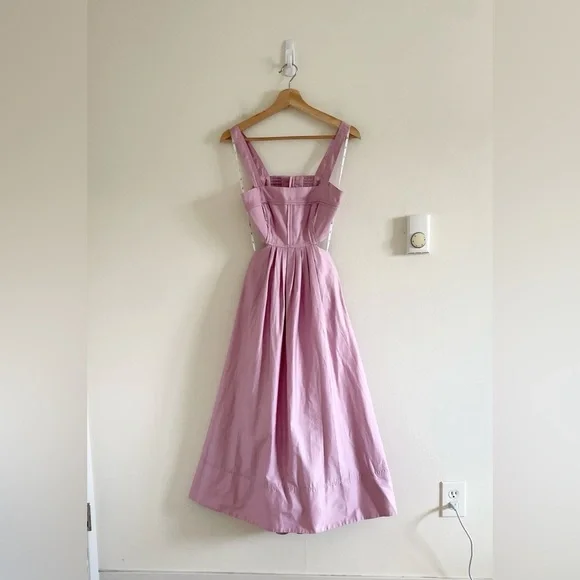 Aje Frequency Midi Dress Women’s Size 0 Cutout Cotton Pink - Picture 3 of 12